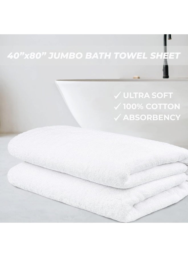 Oversized Bath Sheet, 100% Cotton 40x80 Clearance Bath Towel Sheet, Jumbo Large Bath Towel for Bathroom, White Bath Sheet - Image 2